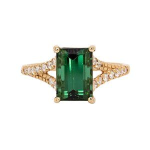 3cts Chrome Tourmaline Ring in Solid 14K Gold with Diamond Accents